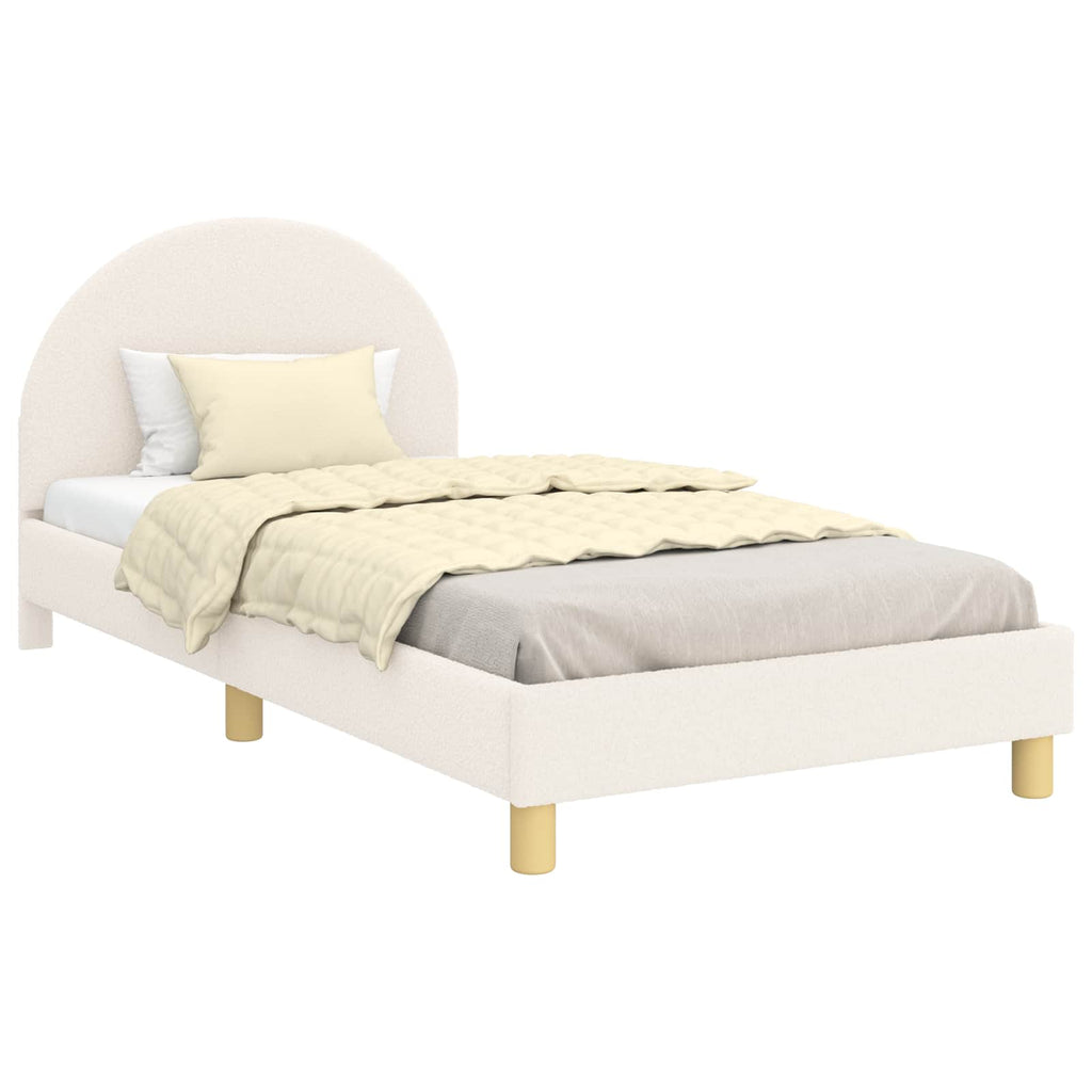 Cama para niños con cabecero Crema 80 x 200 cm Bouclé