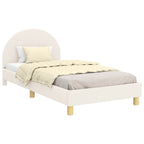 Cama para niños con cabecero Crema 80 x 200 cm Bouclé