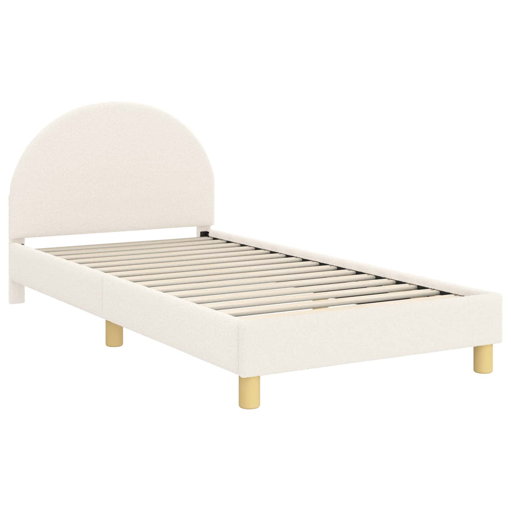 Cama para niños con cabecero Crema 80 x 200 cm Bouclé
