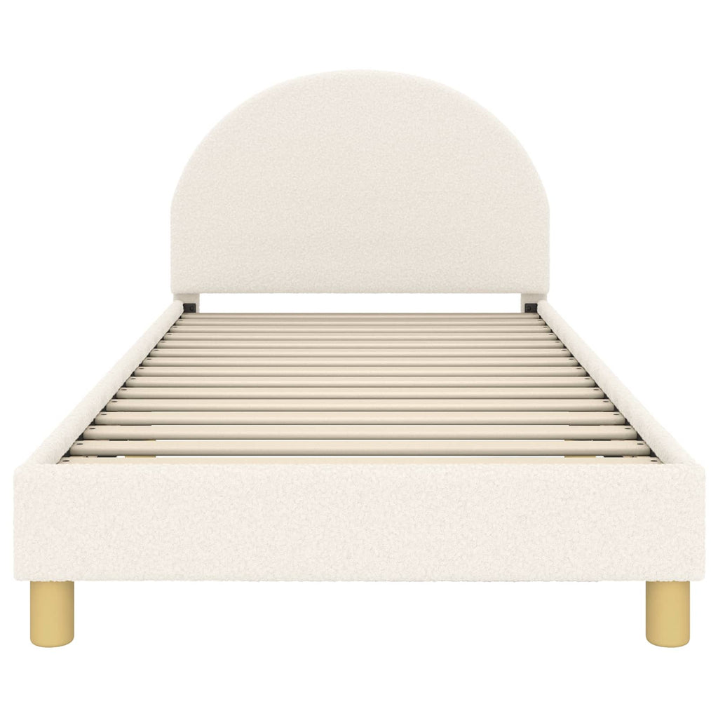 Cama para niños con cabecero Crema 80 x 200 cm Bouclé