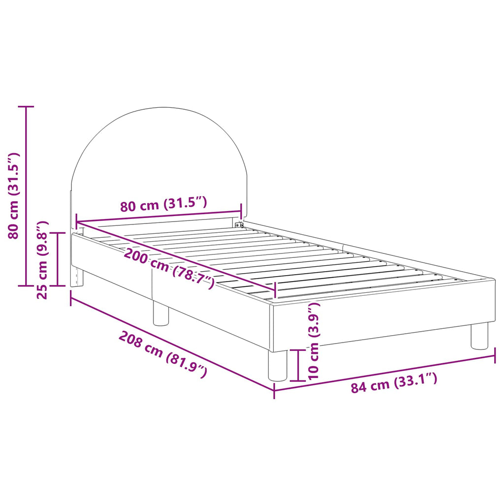 Cama para niños con cabecero Crema 80 x 200 cm Bouclé