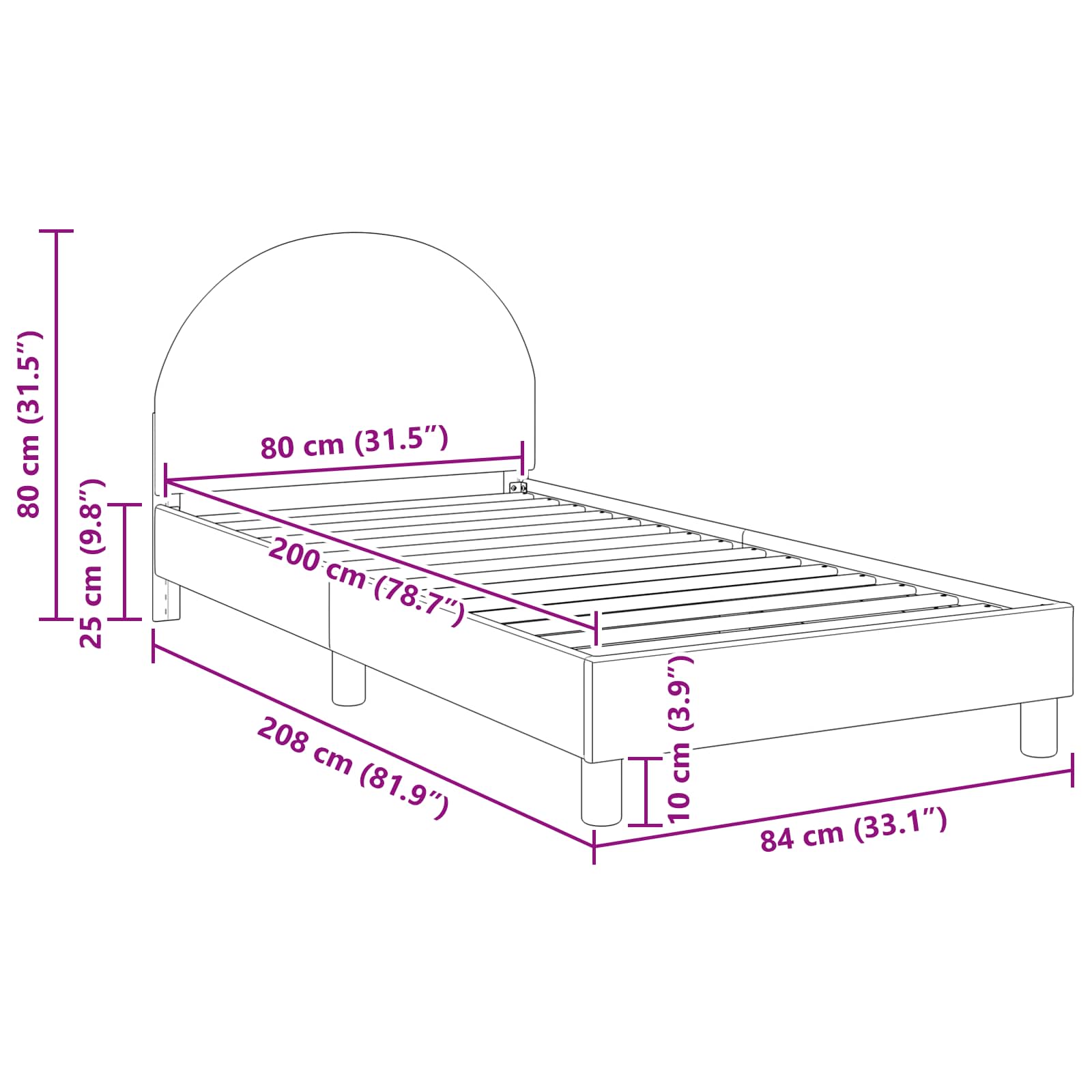 Cama para niños con cabecero Crema 80 x 200 cm Bouclé