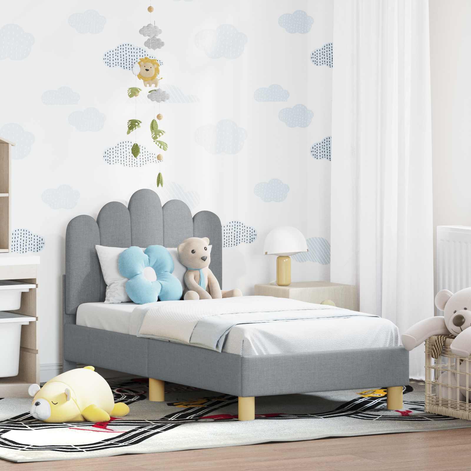 Cama para niños con cabecero Azul jeans 80 x 160 cm Tela