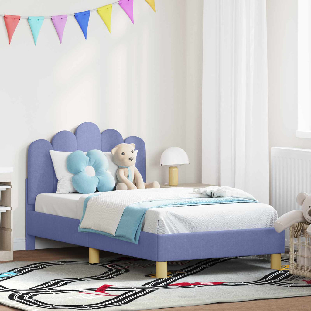 Cama para niños con cabecero Azul jeans 80 x 160 cm Tela