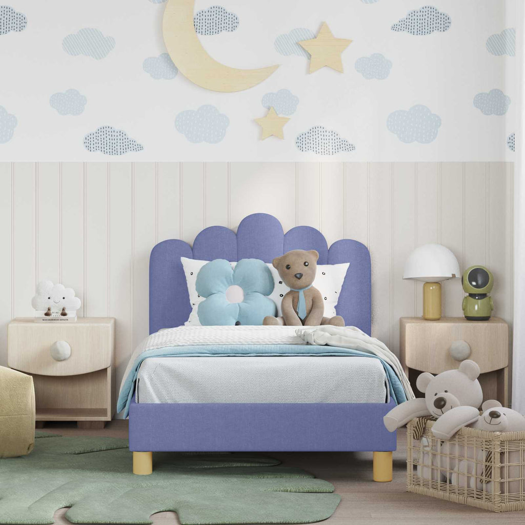 Cama para niños con cabecero Azul jeans 80 x 160 cm Tela