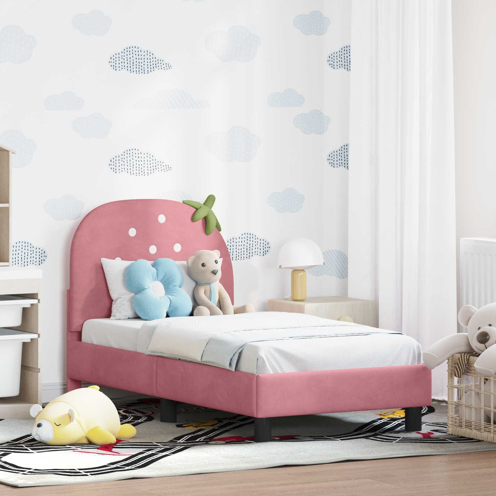 Cama para niños con cabecero Rosa 80 x 200 cm Terciopelo