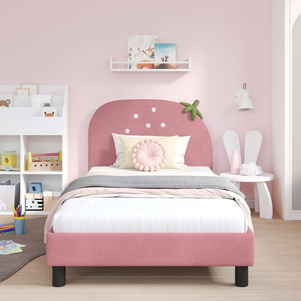 Cama para niños con cabecero Rosa 80 x 200 cm Terciopelo