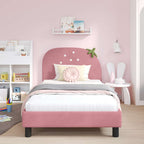 Cama para niños con cabecero Rosa 80 x 200 cm Terciopelo