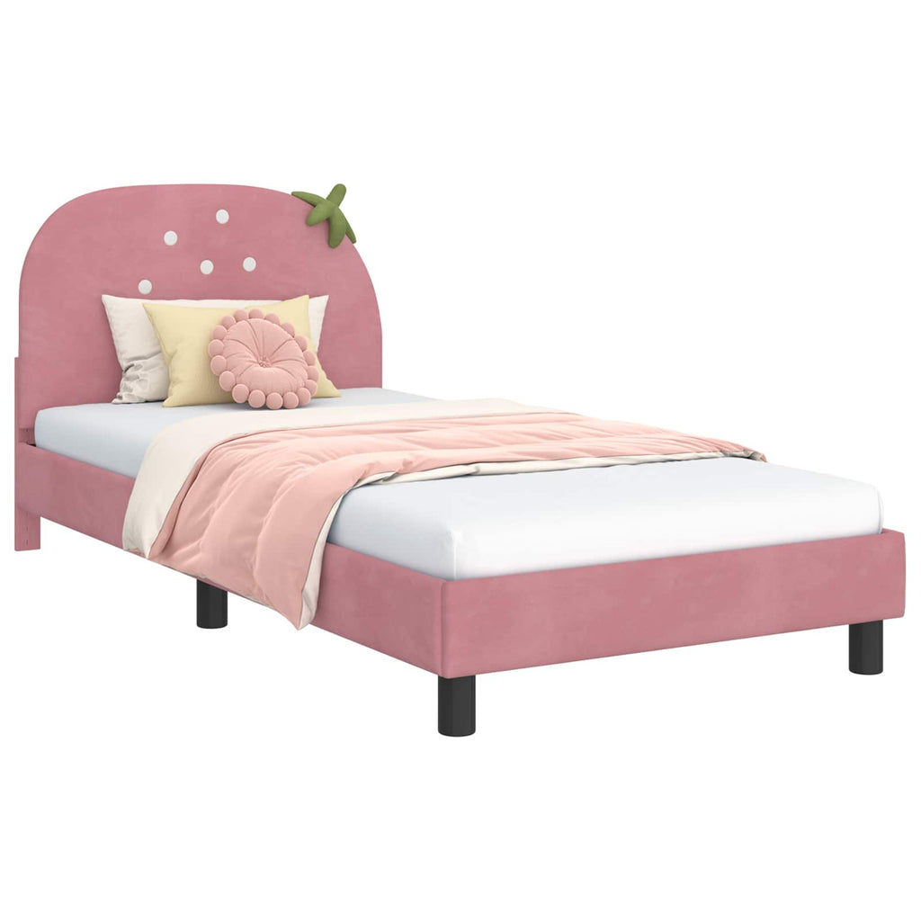 Cama para niños con cabecero Rosa 80 x 200 cm Terciopelo
