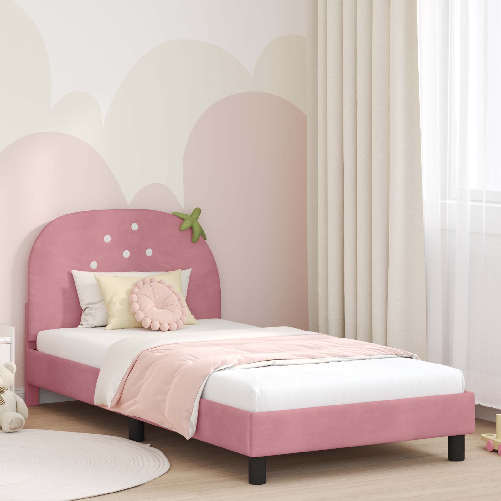 Cama para niños con cabecero Rosa 80 x 200 cm Terciopelo