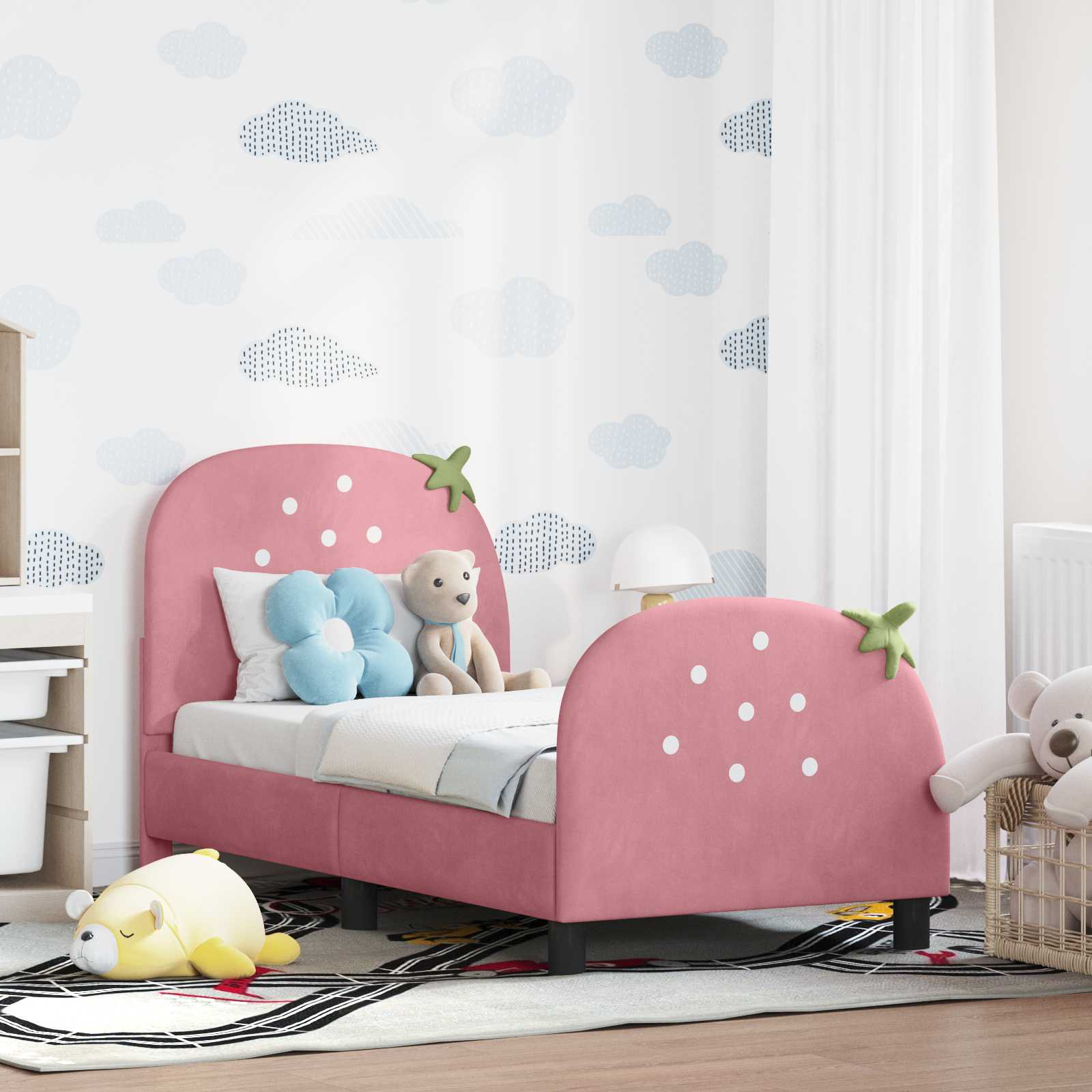 Kids' Bed with Headboard Pink 80 x 160 cm Velvet
