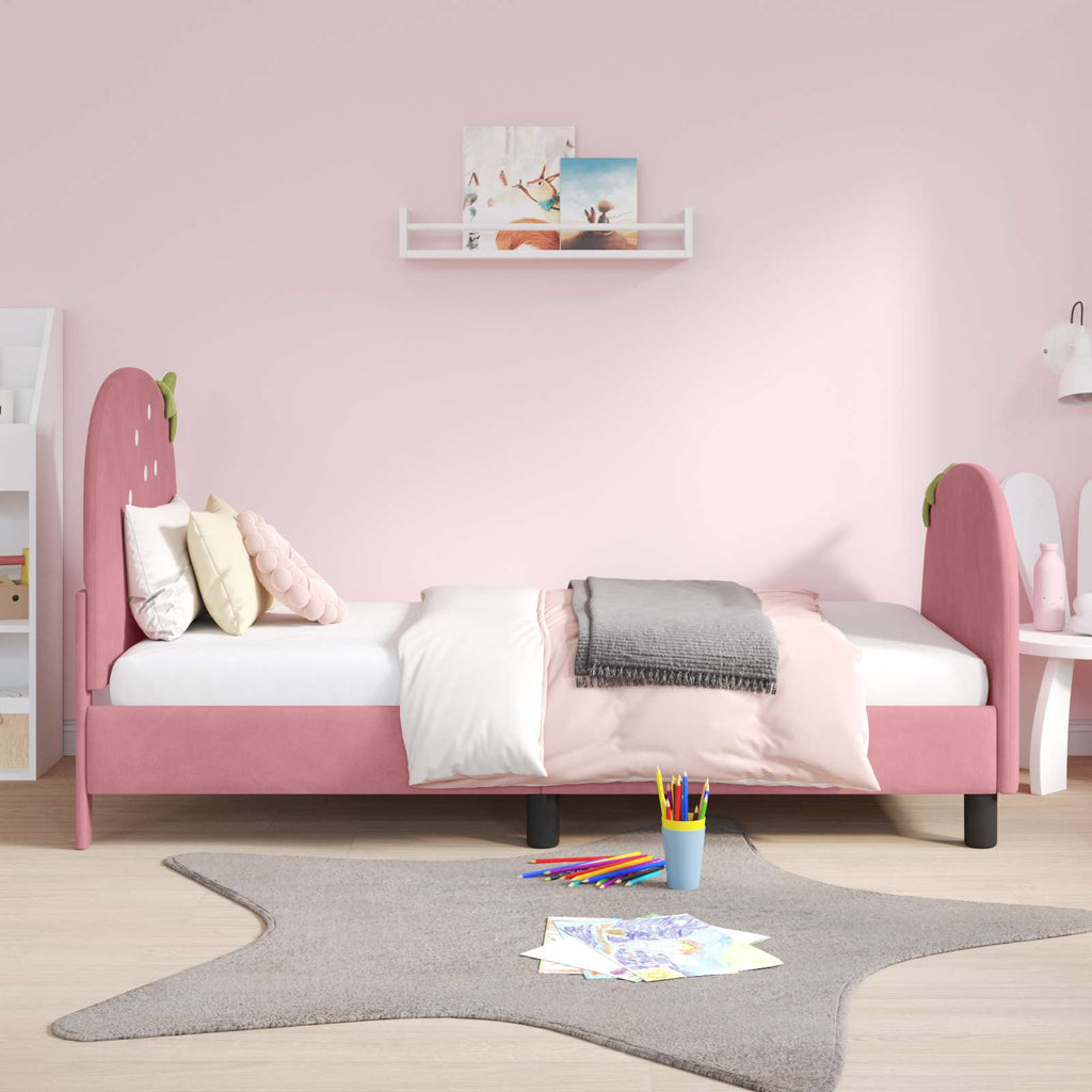 Cama para niños con cabecero Rosa 80 x 160 cm Terciopelo