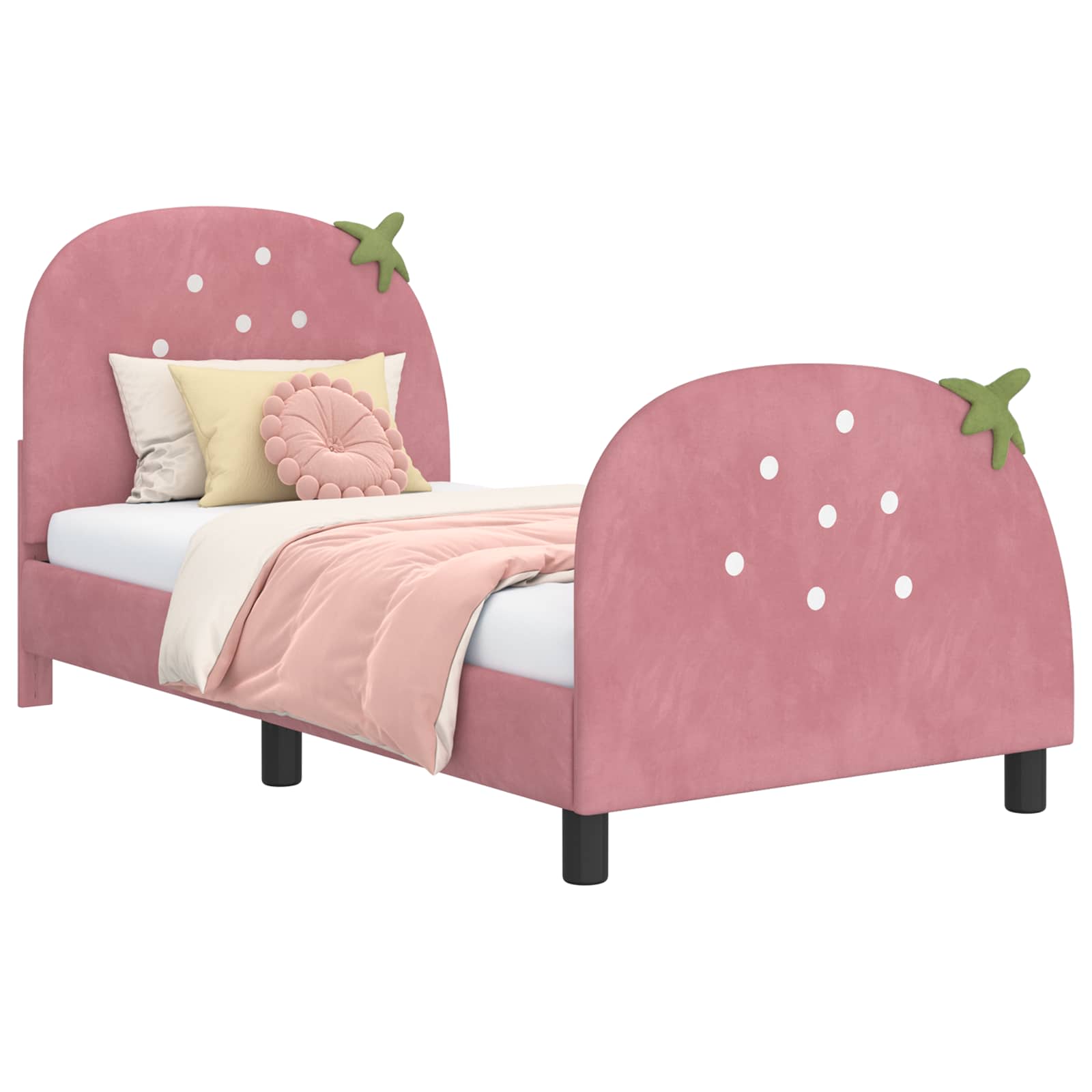 Cama para niños con cabecero Rosa 80 x 160 cm Terciopelo