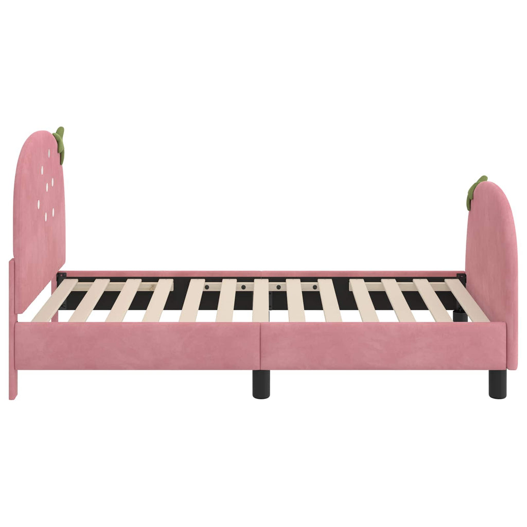 Cama para niños con cabecero Rosa 80 x 160 cm Terciopelo