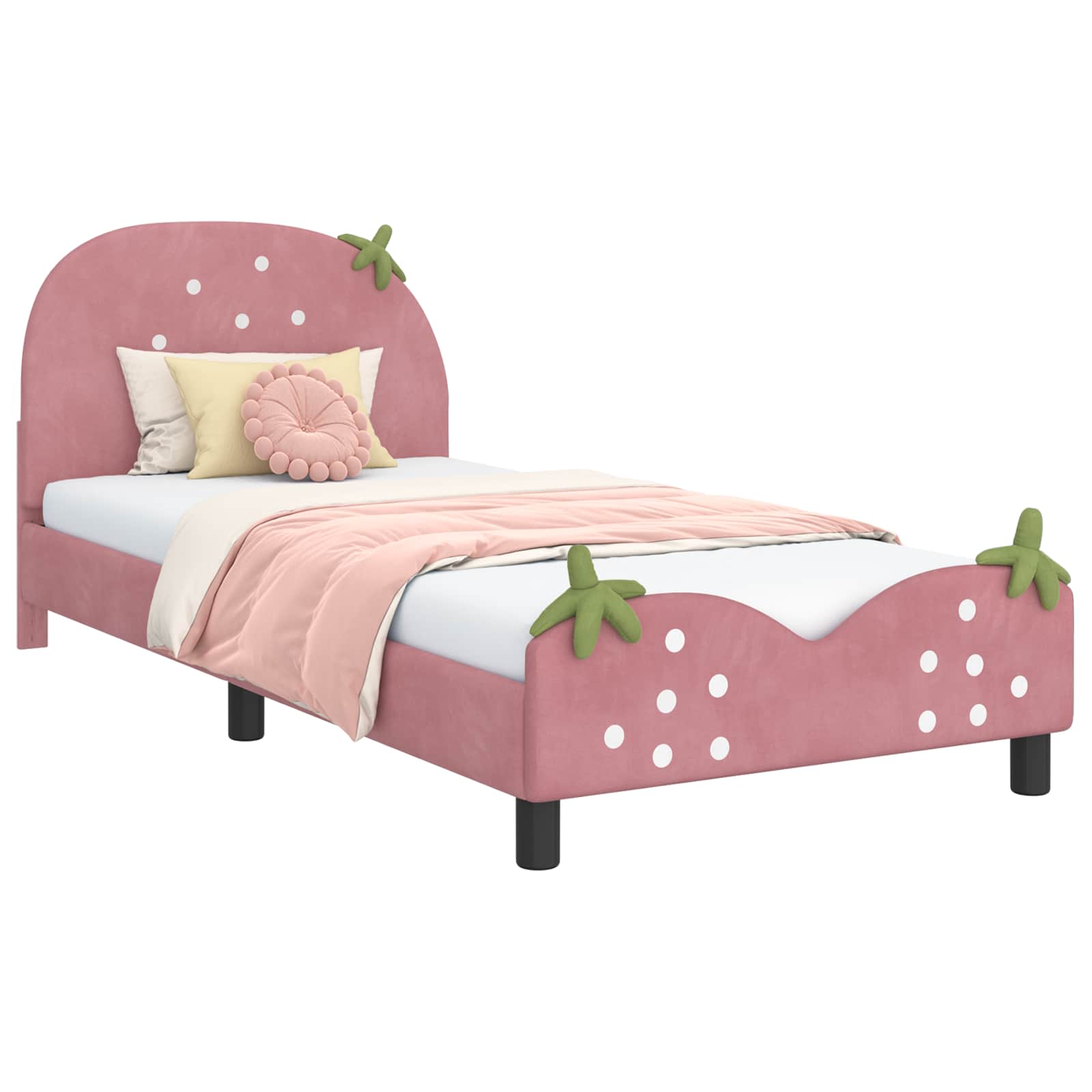 Cama para niños con cabecero Rosa 80 x 200 cm Terciopelo