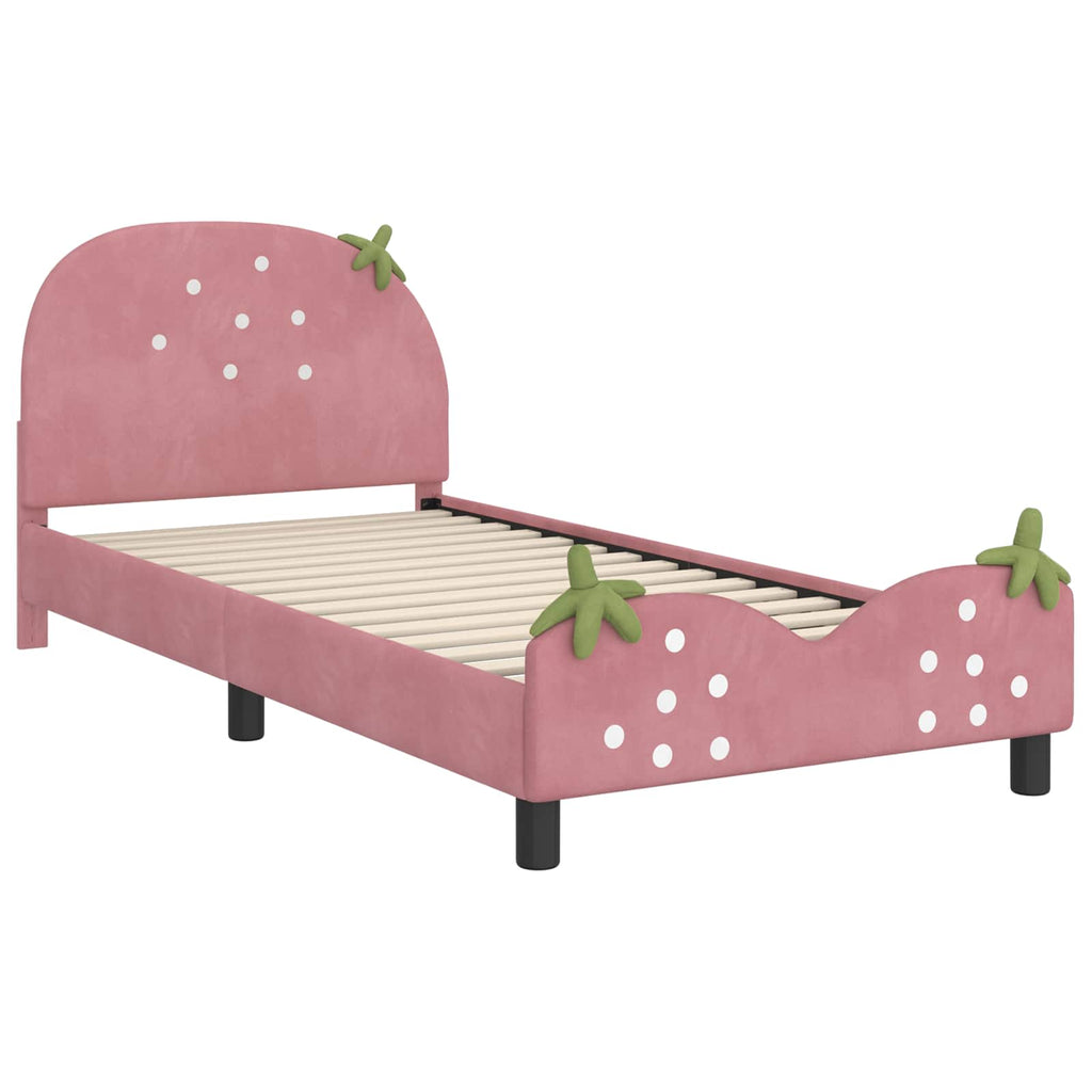 Cama para niños con cabecero Rosa 80 x 200 cm Terciopelo