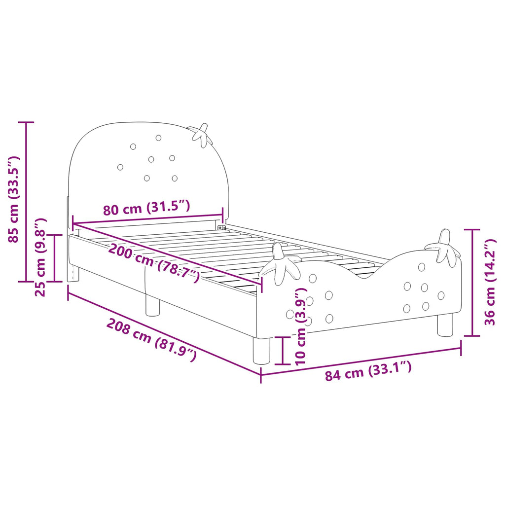 Cama para niños con cabecero Rosa 80 x 200 cm Terciopelo