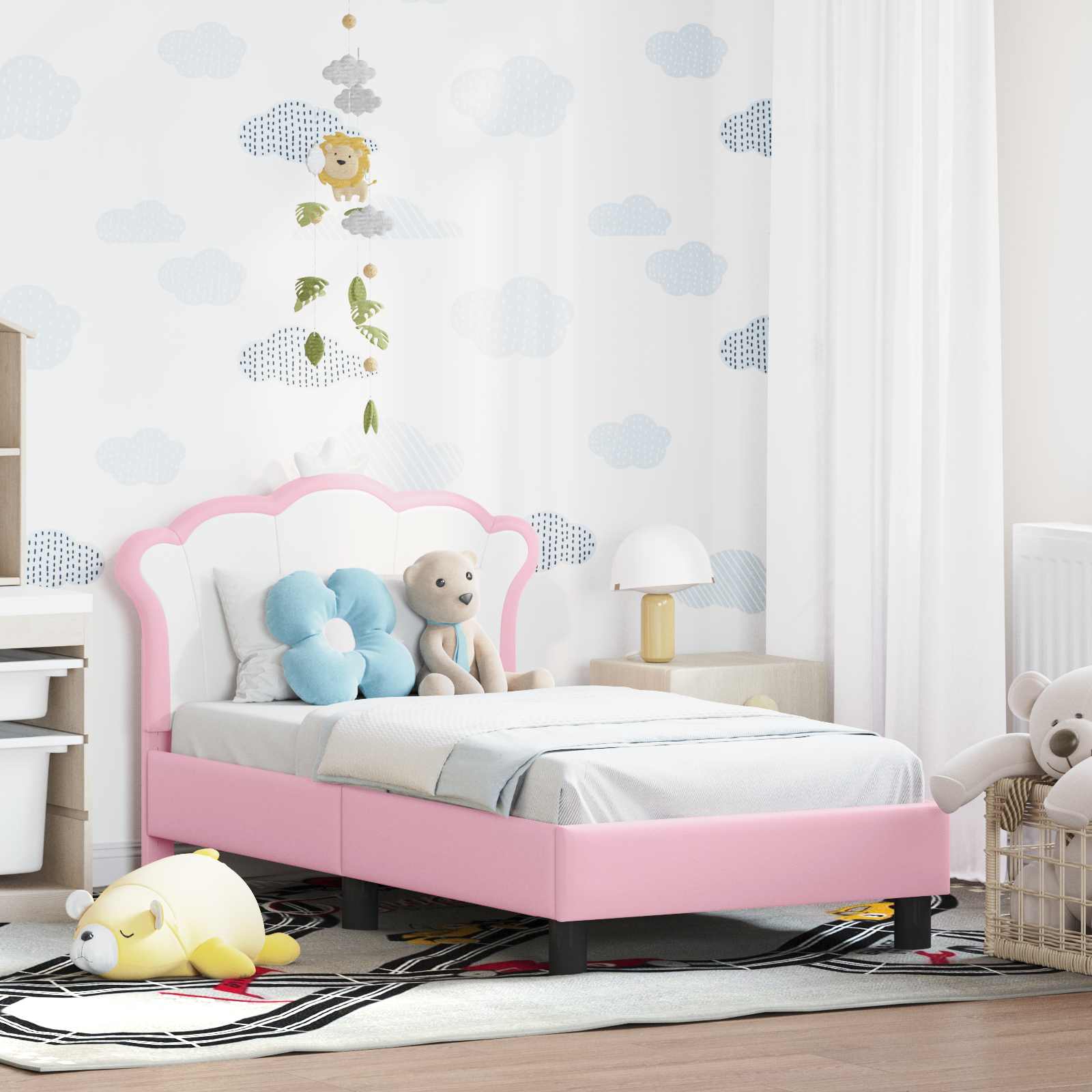 Children's Bed with Pink Headboard 80 x 200 cm PU
