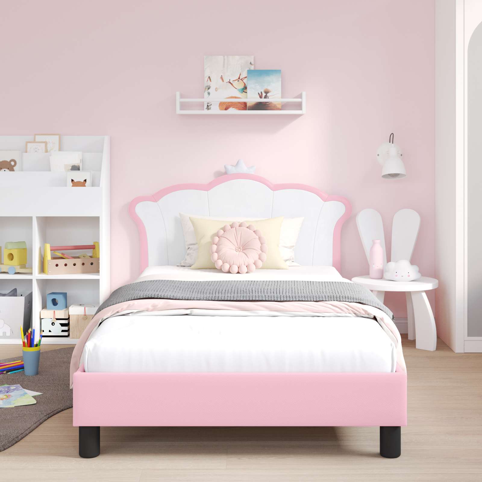 Cama para niños con cabecero Rosa 80 x 200 cm PU