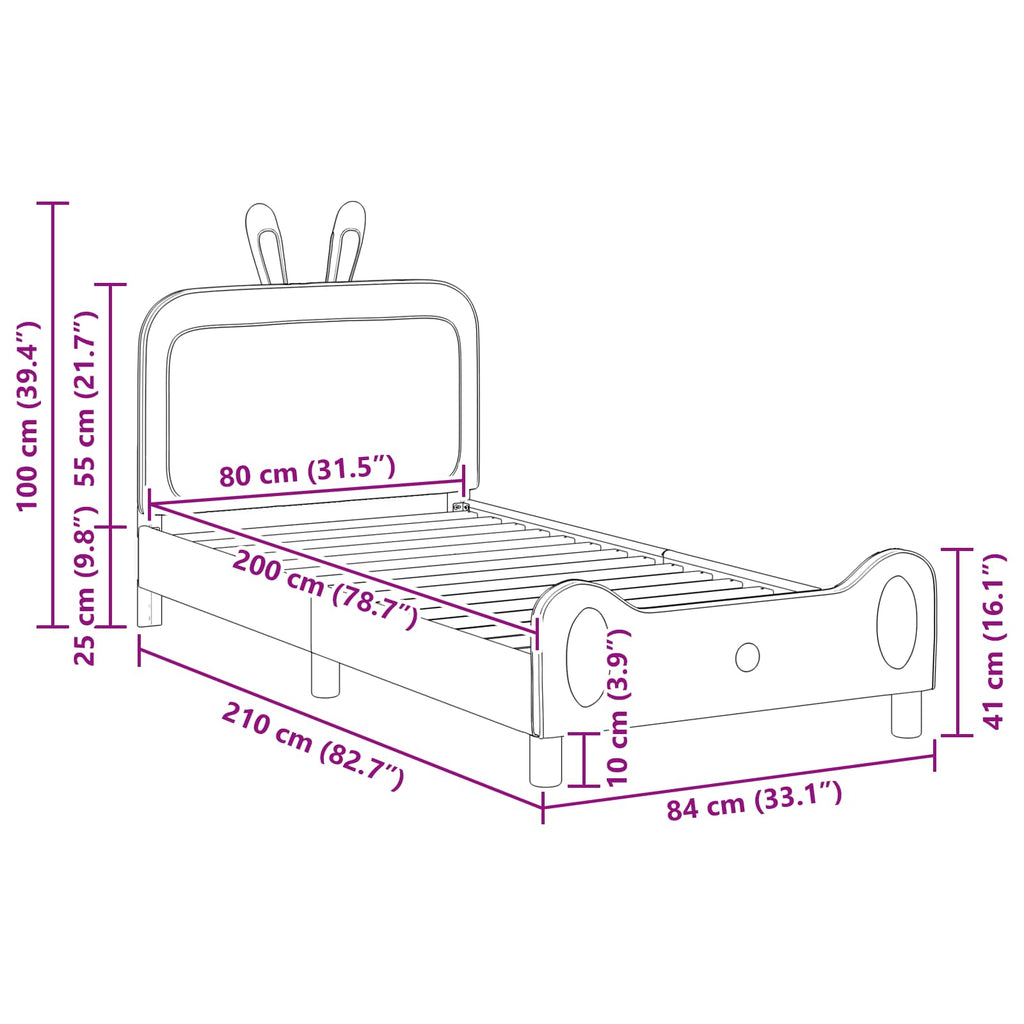 Cama para niños con cabecero Azul 80 x 200 cm PU