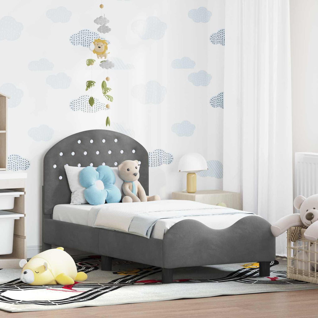 Estructura de cama para niños pequeños con cabecera Gris oscuro