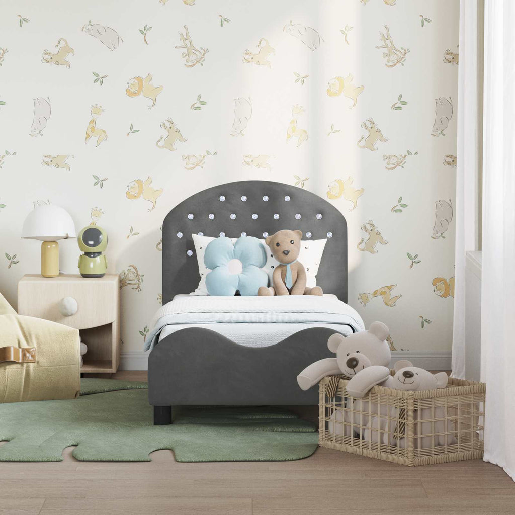 Estructura de cama para niños pequeños con cabecera Gris oscuro