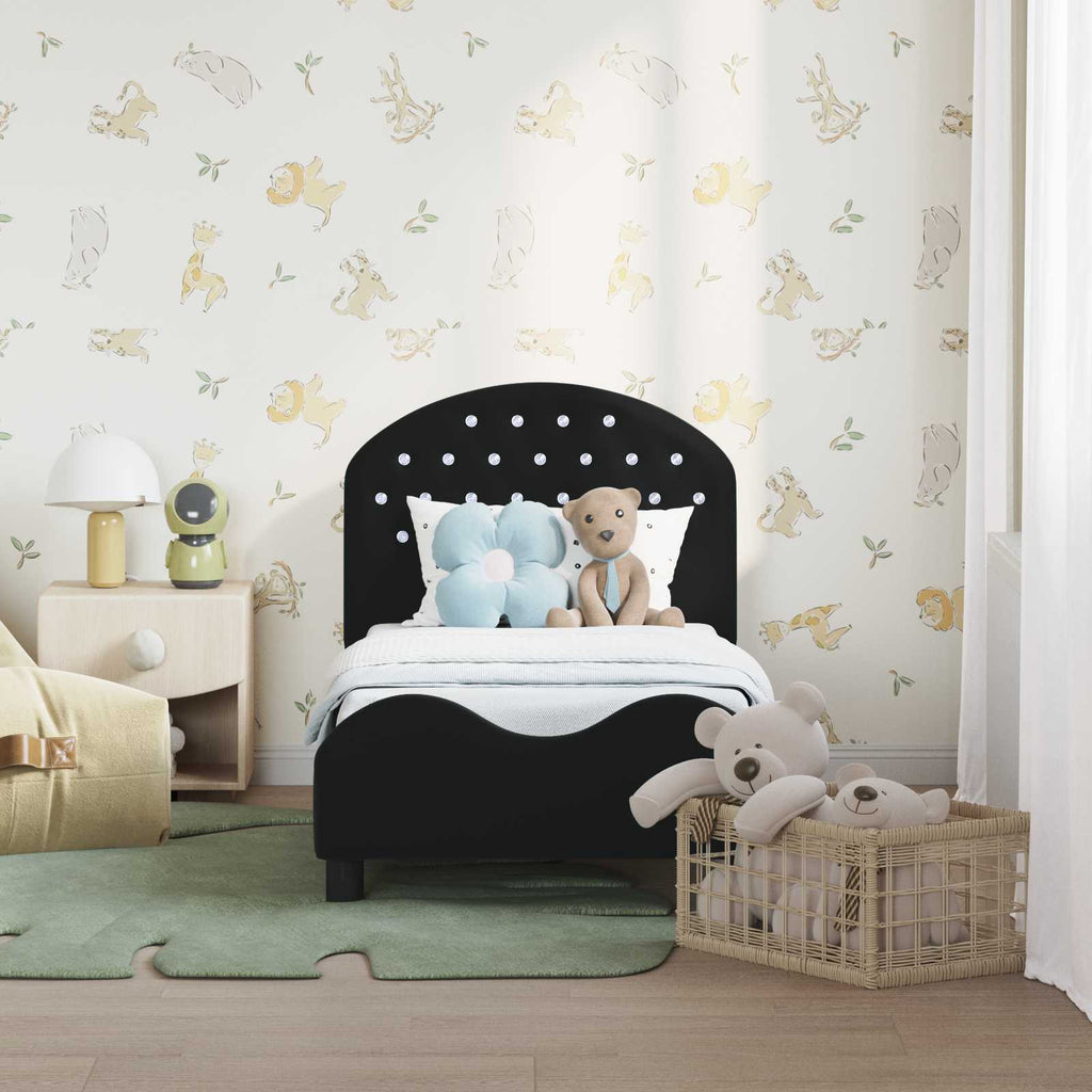 Estructura de cama para niños pequeños con cabecera Negro