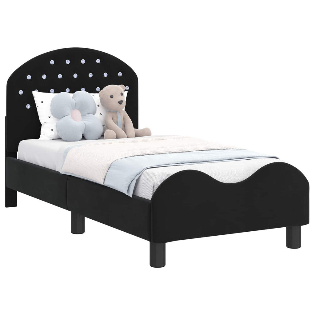 Estructura de cama para niños pequeños con cabecera Negro