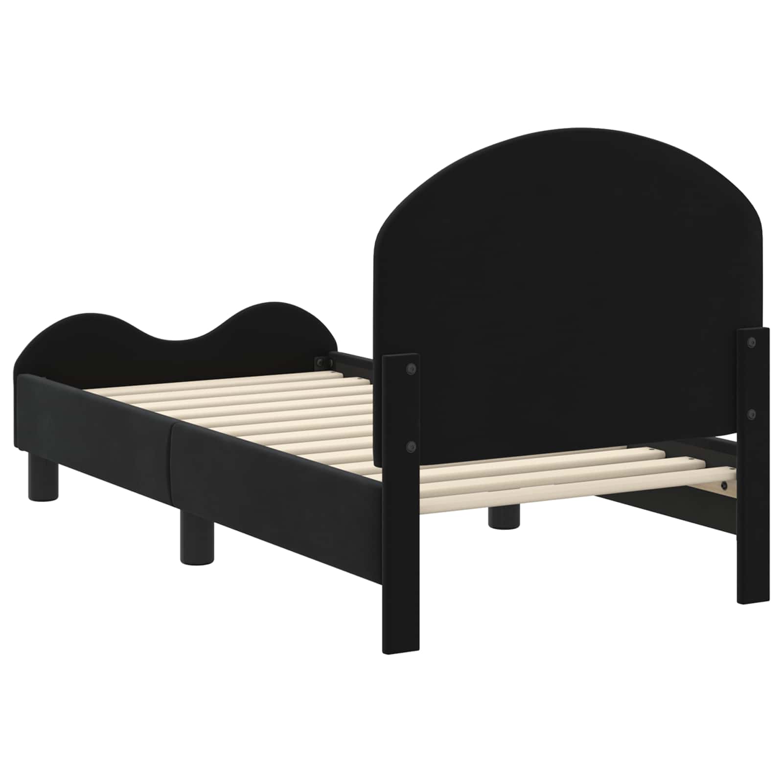 Estructura de cama para niños pequeños con cabecera Negro
