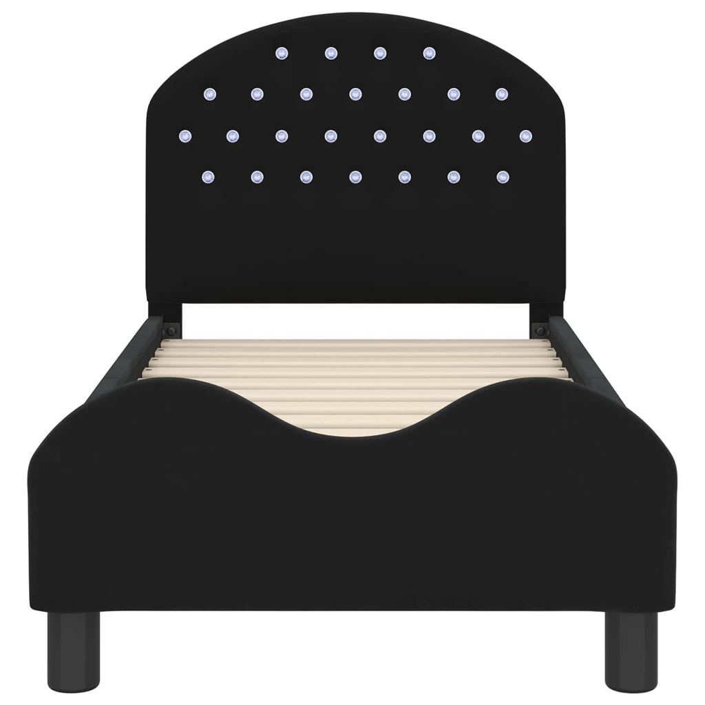 Estructura de cama para niños pequeños con cabecera Negro