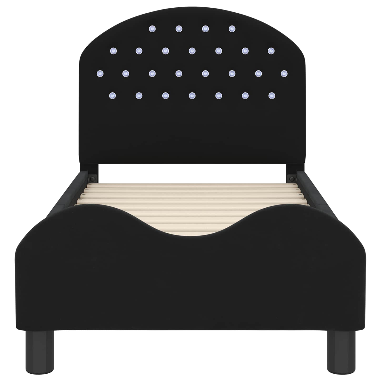 Estructura de cama para niños pequeños con cabecera Negro
