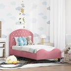 Estructura de cama para niños pequeños con cabecera Rosa