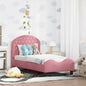 Estrutura de cama para crianças pequenas com cabeceira rosa
