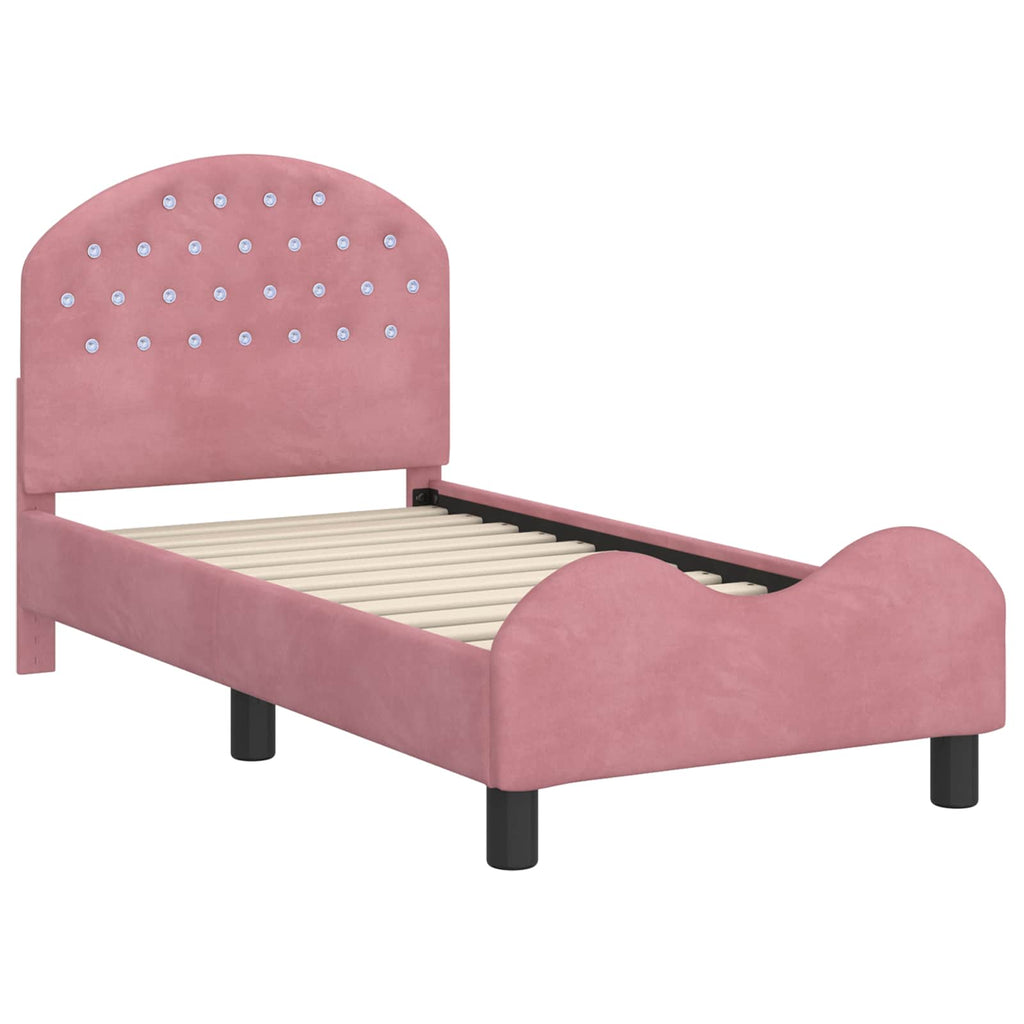 Estructura de cama para niños pequeños con cabecera Rosa