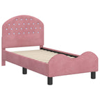 Estructura de cama para niños pequeños con cabecera Rosa