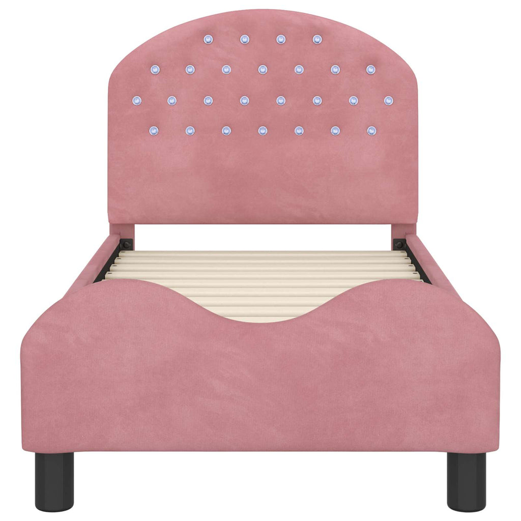 Estructura de cama para niños pequeños con cabecera Rosa
