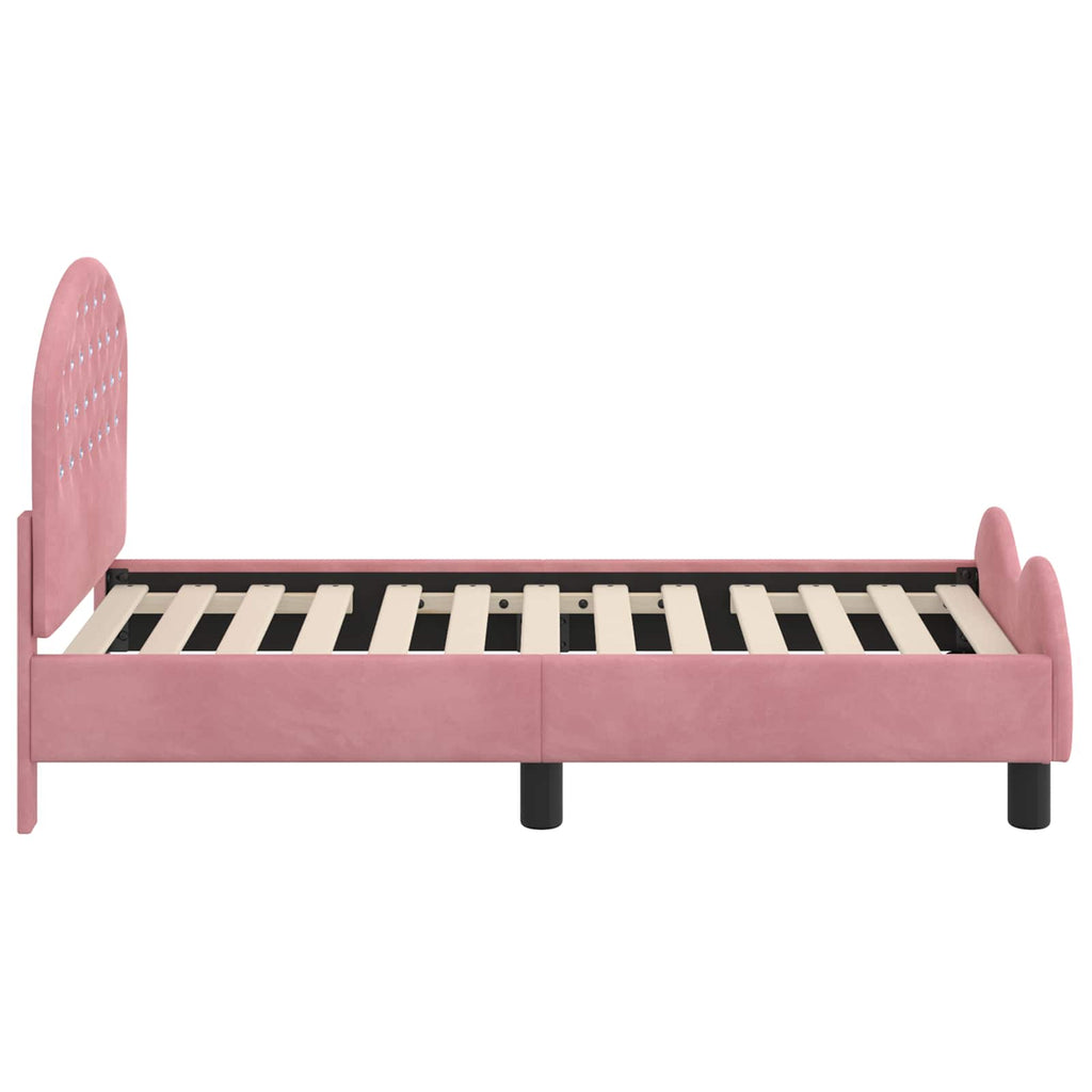 Estructura de cama para niños pequeños con cabecera Rosa