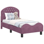 Estructura de cama para niños pequeños con cabecera Morado