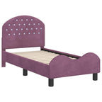 Estructura de cama para niños pequeños con cabecera Morado
