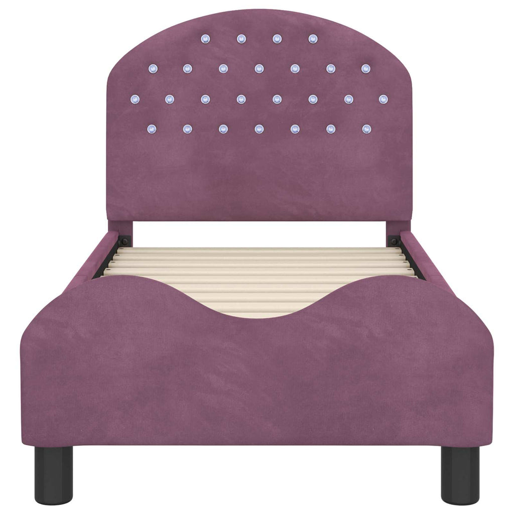 Estructura de cama para niños pequeños con cabecera Morado