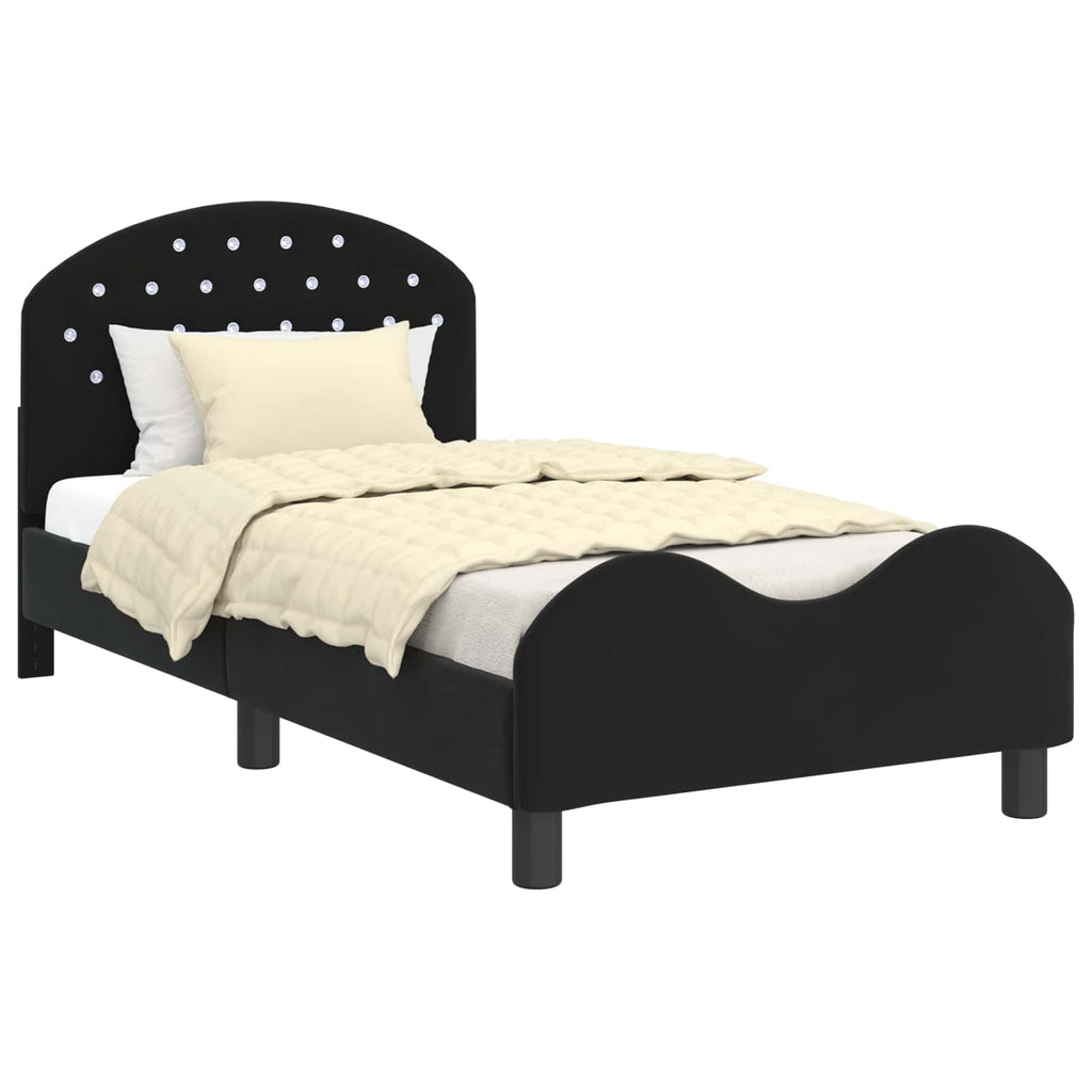 Cama para niños con cabecero Negro 80 x 160 cm Terciopelo