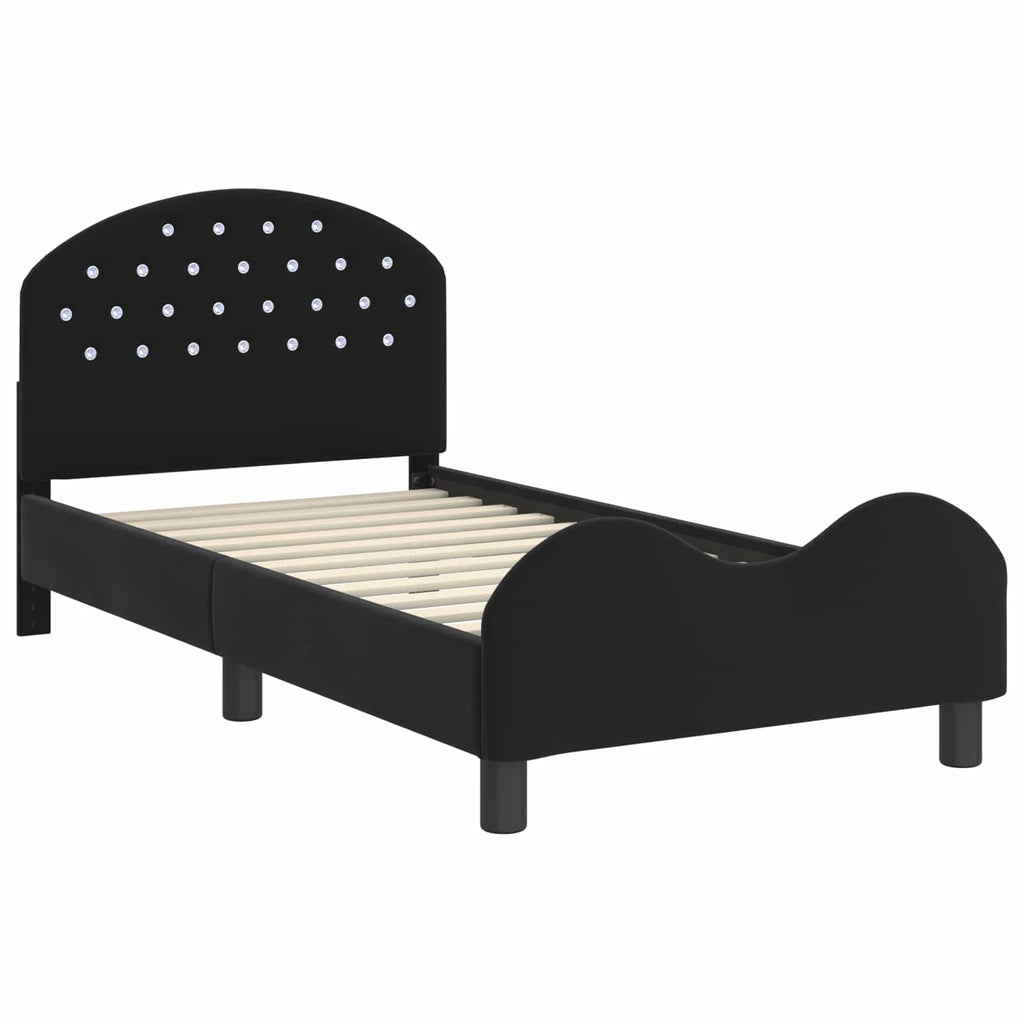 Cama para niños con cabecero Negro 80 x 160 cm Terciopelo