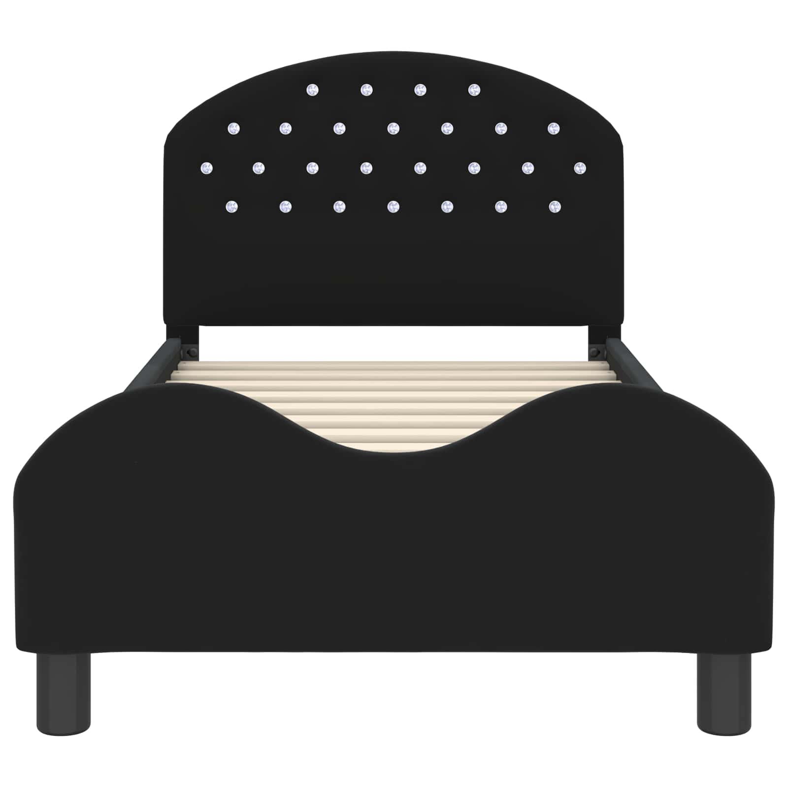 Cama para niños con cabecero Negro 80 x 160 cm Terciopelo
