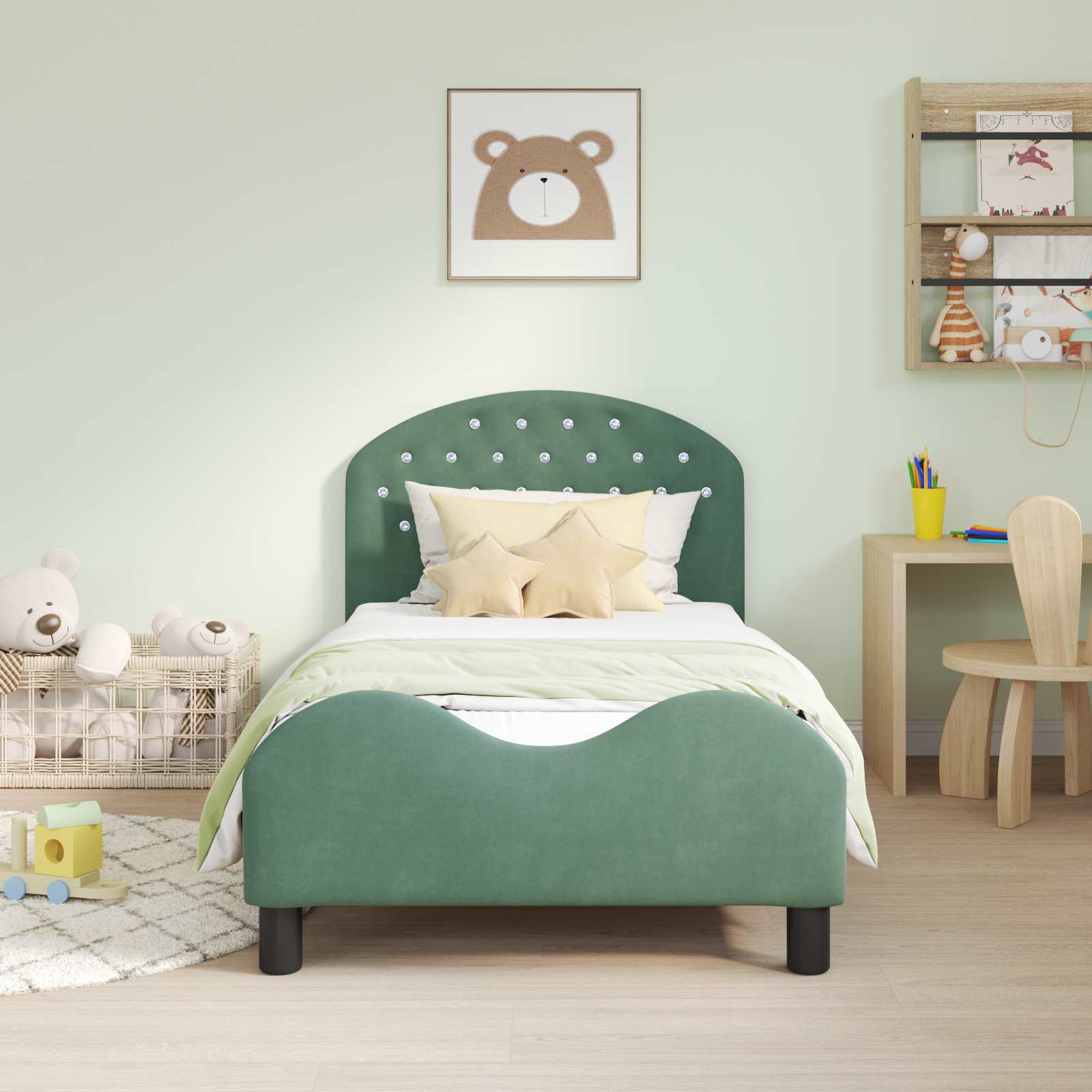 Cama para niños con cabecero Verde Mar 80 x 160 cm Terciopelo