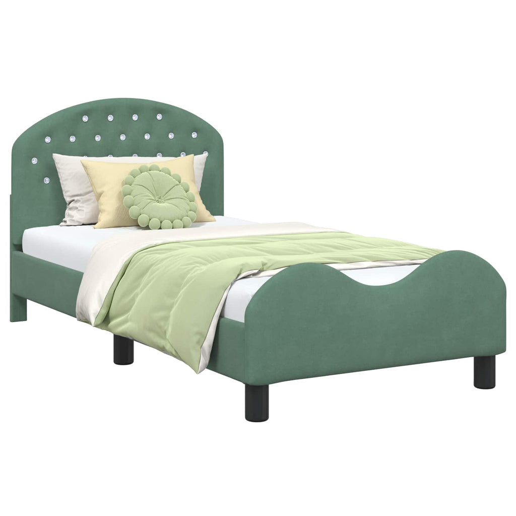Cama para niños con cabecero Verde Mar 80 x 160 cm Terciopelo