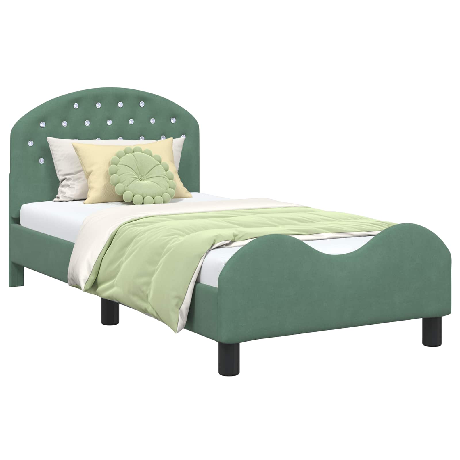 Cama para niños con cabecero Verde Mar 80 x 160 cm Terciopelo