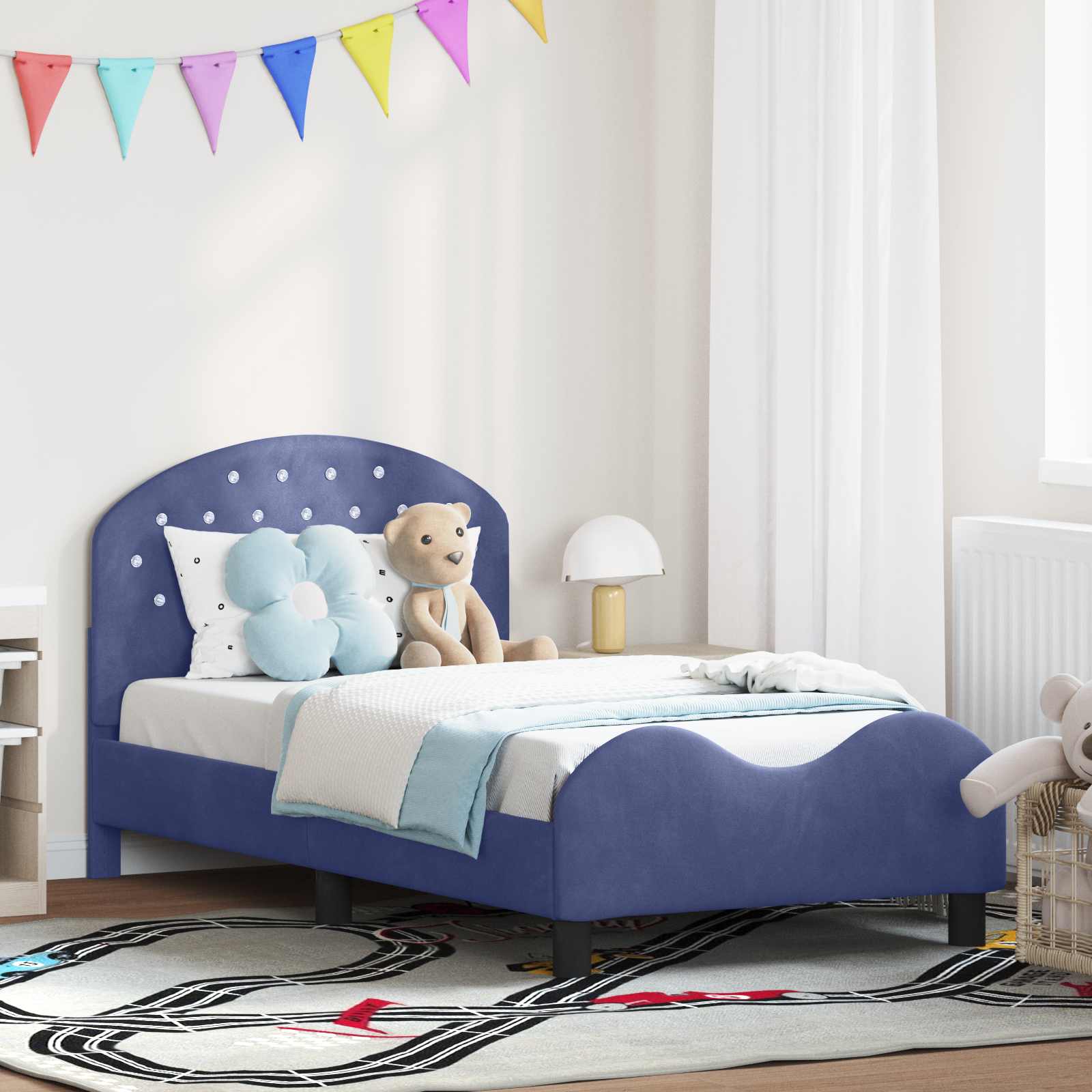 Cama para niños con cabecero Azul Policía 80 x 160 cm