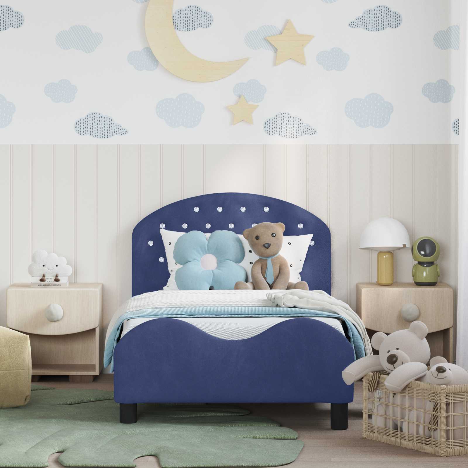 Cama para niños con cabecero Azul Policía 80 x 160 cm