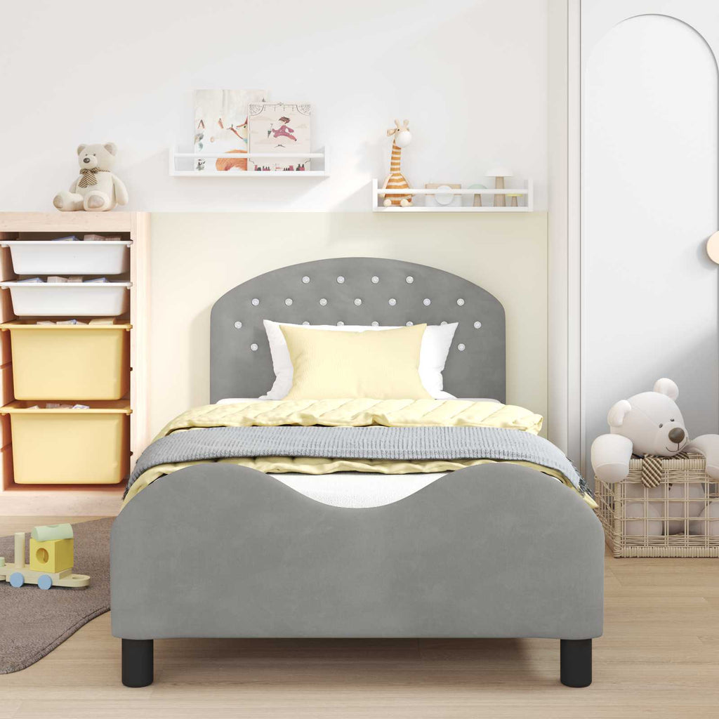 Cama para niños con cabecero Gris Claro 80 x 200 cm Terciopelo