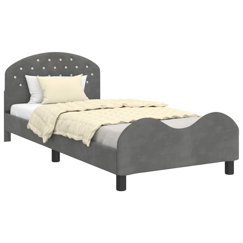 Cama para niños con cabecero Gris oscuro 80 x 200 cm Terciopelo